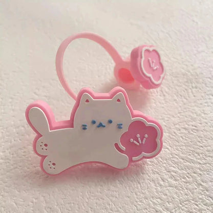 Cute Cartoon Bear Silicone Straw Covers – Dust Plug Cap for 7-8mm Large Caliber Drinking Cups