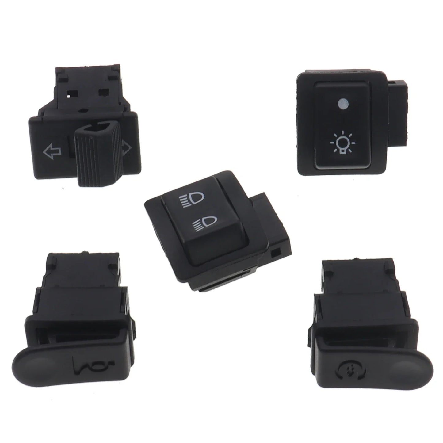5Pcs Motorcycle Handlebar Switch Set – Headlight, Horn, Turn Signal & Starter Buttons for Scooter/Moped