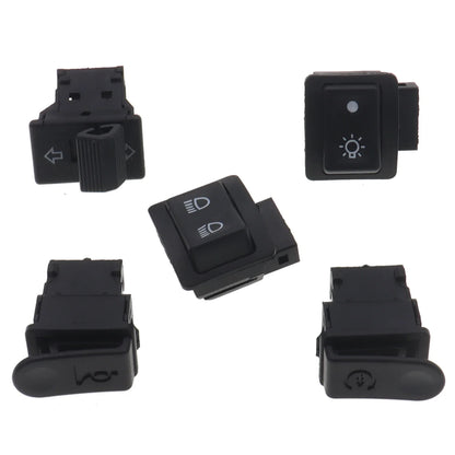 5Pcs Motorcycle Handlebar Switch Set – Headlight, Horn, Turn Signal & Starter Buttons for Scooter/Moped