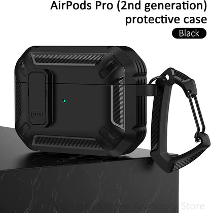 Carbon Fiber Shockproof Case for AirPods Pro 1/2 & AirPods 3 – Protective Headset Cover with Switch