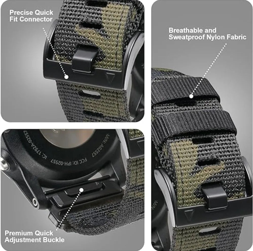 QuickFit 22mm/26mm Nylon Braided Watch Strap for Garmin Fenix 7/7X/6X Pro/Epix Pro Gen 2 – Durable Sport Replacement Band