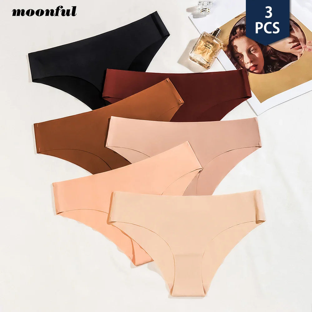 3PCS Seamless Silk Panties for Women – Breathable Low Waist Invisible Briefs, Soft & Sexy Underwear Set