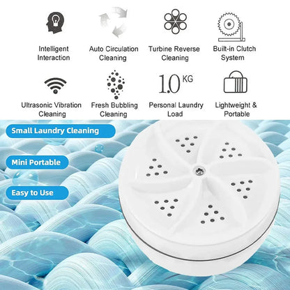 Mini USB Washing Machine – Portable Turbine Washer for Socks, Underwear & Dishes, Ideal for Travel & Business Trips