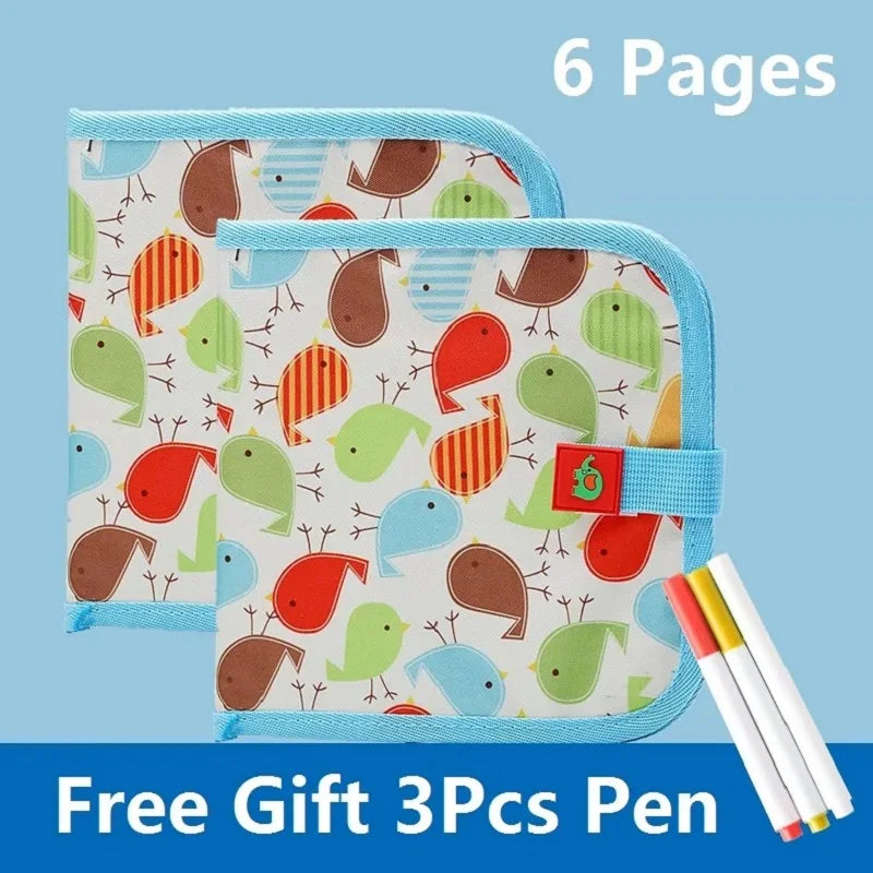 Children's Magic Blackboard – Educational Coloring & Drawing Game, 6 Sided Erase Board with 3 Chalk Pens & Water