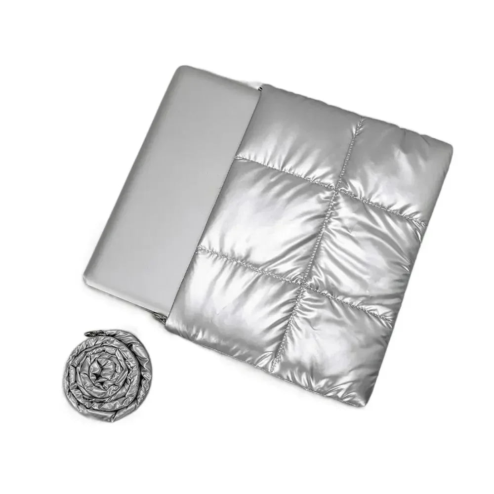 Trendy Puffy Cotton Laptop Bag 14 Inch — Waterproof, Shockproof Sleeve with Shoulder Strap for MacBook, Lenovo, Huawei