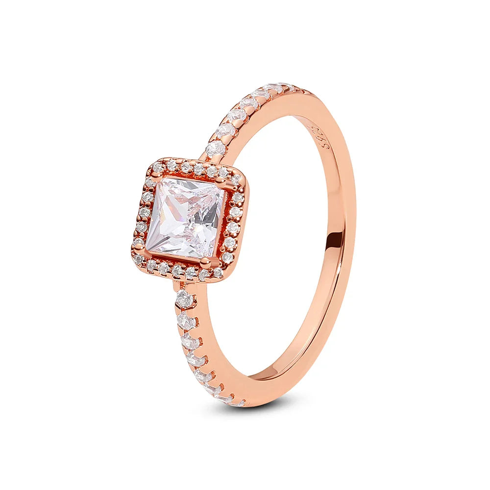 925 Sterling Silver Women’s Ring – Crown, Heart & Wishbone Design with Crystal, Rose Gold Engagement & Wedding Jewelry