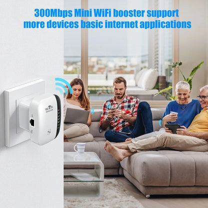 300Mbps Wireless WiFi Repeater — 2.4G WiFi Extender & Signal Booster, 802.11N Router Adapter for Home & Office