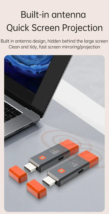 Wireless HDMI Video Transmitter & Receiver Kit – TV Stick Dongle Adapter for PC, Camera, Laptop to Projector, Monitor, TV
