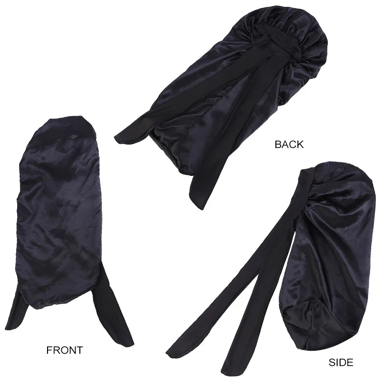 Upgrade Your Sleep: New Long Oversized Elastic Satin Bonnet Sleeping Cap with Ribbon - Breathable Turban Sleep Headwear for Women