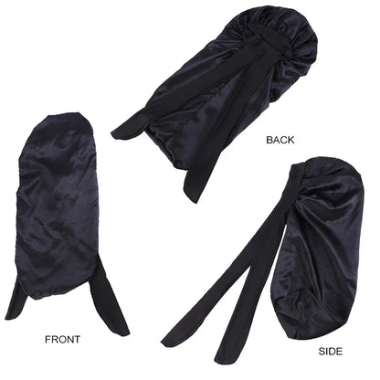 Upgrade Your Sleep: New Long Oversized Elastic Satin Bonnet Sleeping Cap with Ribbon - Breathable Turban Sleep Headwear for Women