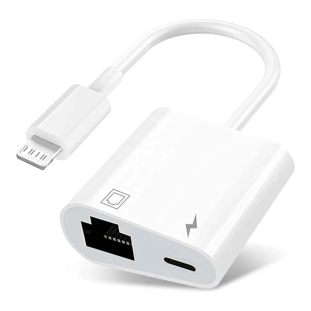 Lightning to RJ45 Ethernet Adapter 3-in-1 – Network Card Converter with Charging & Data Transfer for iPhone 14/13/12/11 Pro