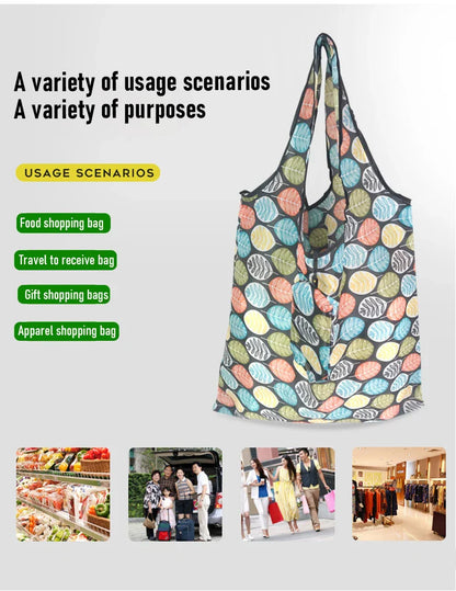 Large Nylon Shopping Bag for Women – Foldable, Eco-Friendly Reusable Tote, Grocery & Storage Handbag