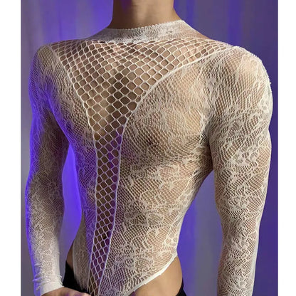 Summer Mesh Tank Top – Men & Women Transparent Long Sleeve Round Neck Breathable Bodysuit Party Wear Clothing