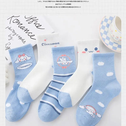 New Sanrio Cinnamoroll Cartoon Socks — Cute Unisex Mid-Calf Socks for Kids & Adults, Perfect for Autumn & Winter