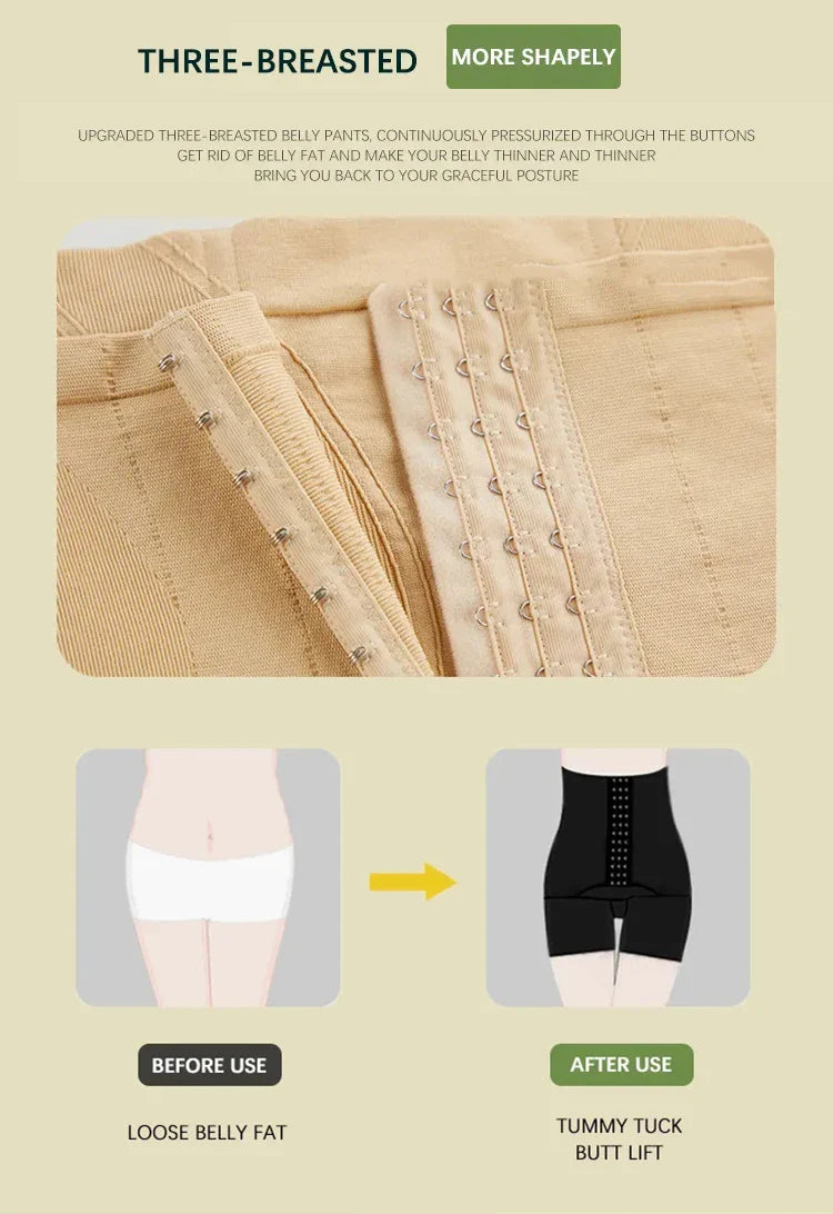 Women’s High Waist Firm Tummy Control Shapewear – Hook Body Shaper Shorts with Butt Lifter Slimming Fajas