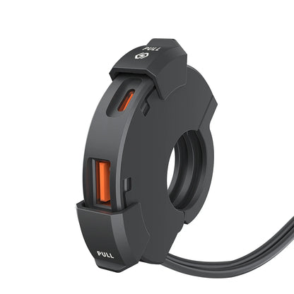 48W Quick Charge PD & QC3.0 Motorcycle USB Charger – Waterproof Handlebar Mount, 12V-24V Power Adapter