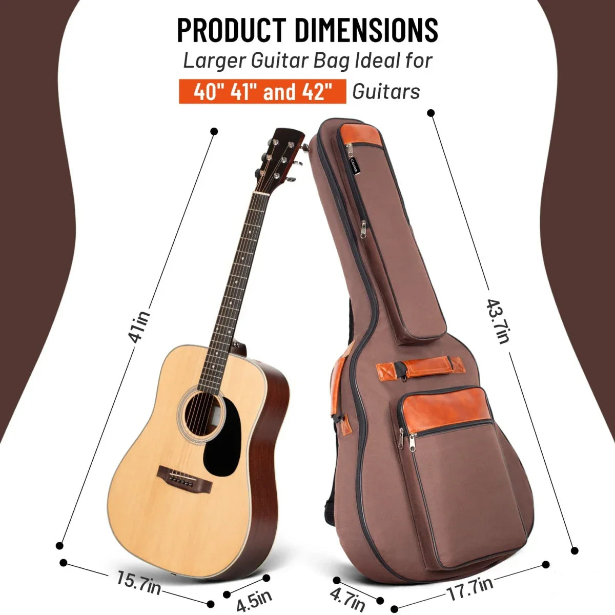 Miwayer 41 Inch Acoustic Guitar Bag – Waterproof Oxford Nylon, Thick Padded Gig Case with Double Shoulder Straps Backpack Style