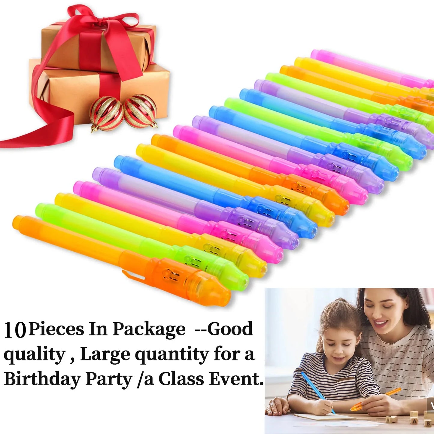 10pcs Invisible Ink Magic Pens – UV Light Disappearing Ink for Kids, Party Favors, Classroom Prizes & Secret Messages