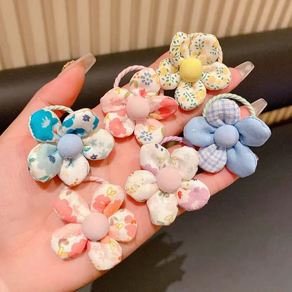 10 Pcs Baby Girl Flower Hair Bands Set – Cute Colorful Soft Scrunchies Ponytail Holders for Kids
