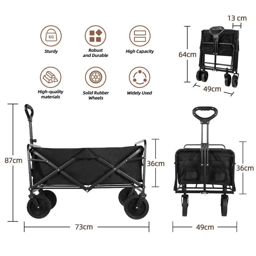 Heavy Duty Large Capacity Folding Wagon – Collapsible Portable Utility Cart for Shopping, Beach & Garden