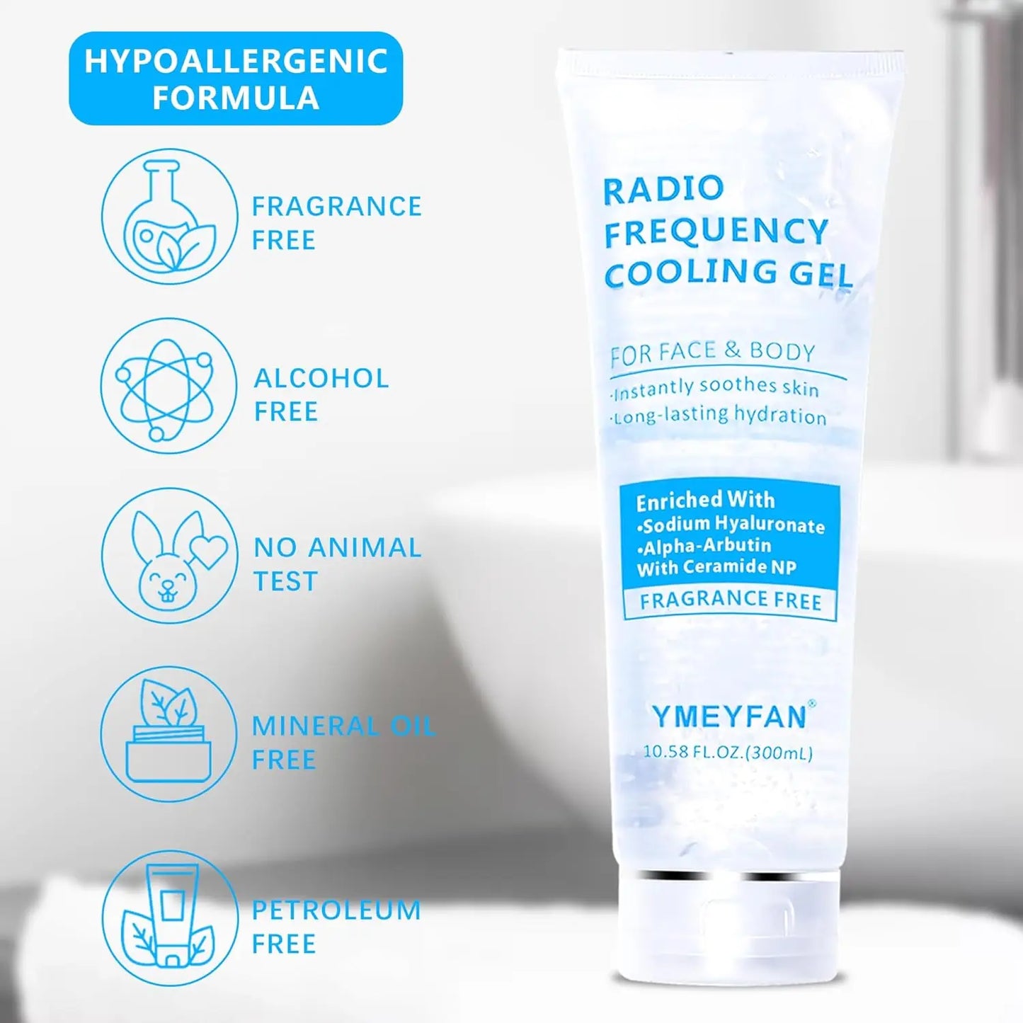 Conductive Microcurrent Facial Gel — Hydrating Primer with Hyaluronic Acid & Ceramide NP, Fragrance-Free RF Gel