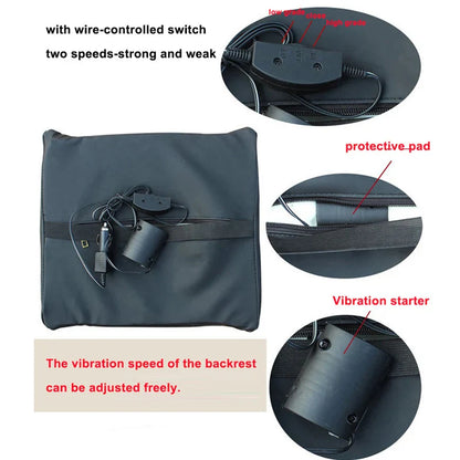 Car Electric Massage Back Cushion - Lumbar Support Health Care Pad for Auto Seat, Leather Auto Back Pillow