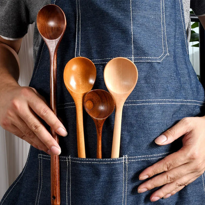Long Wooden Spoons – Natural Coffee Stirring Rods & Tea Dessert Spoons for Soup Kitchen Tableware