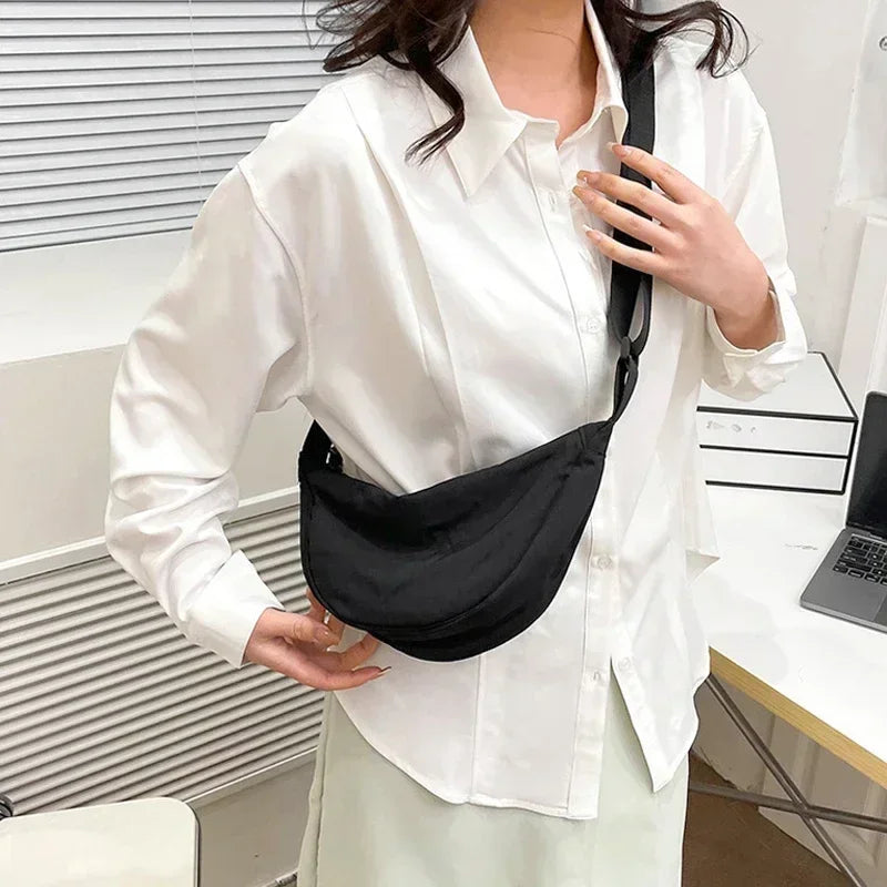 Nylon Hobo Chest Shoulder Bag – Large Capacity Half Moon Crossbody Messenger for Women, Travel & Everyday Use