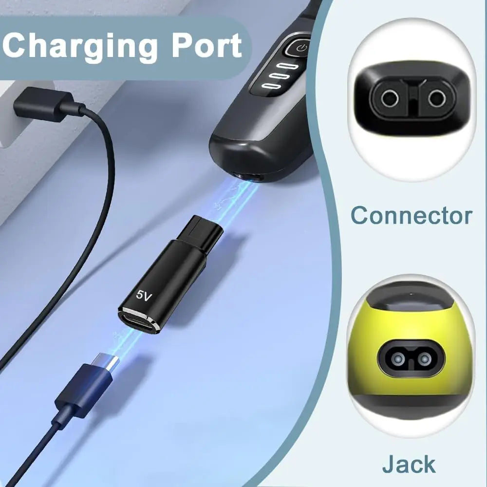 YUKU 5V Type-C Shaver Adapter – Charging Converter for Philips Norelco OneBlade QP2724 QP2834 QP4530 QP1924 QP1324 Series