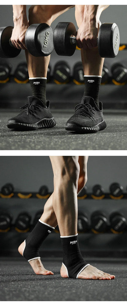 Elastic Breathable Ankle Support Sleeves - One Size for Running, Basketball & Cycling