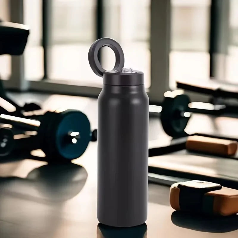 24oz Stainless Steel Insulated Sports Bottle – Vacuum Water Mug with Magnetic Phone Holder, Outdoor Gym Travel Drink Cup