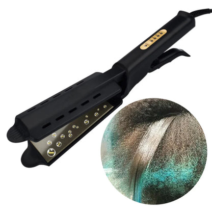 Hair Straightener with Four-gear Temperature, Ceramic Tourmaline Ionic Flat Iron for Women, Wide Panel Design