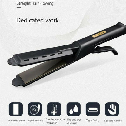 Hair Straightener with Four-gear Temperature, Ceramic Tourmaline Ionic Flat Iron for Women, Wide Panel Design