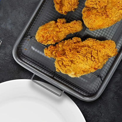 Non-Stick Baking Tray & Frying Pan – Grill Mesh Chips Basket & Baking Dish for Kitchen Use