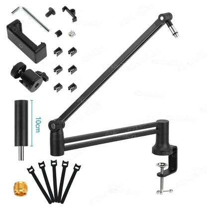 Adjustable Microphone Boom Arm - Low Profile Mic Stand with Cable Management for Gaming, Streaming & Podcast Microphones