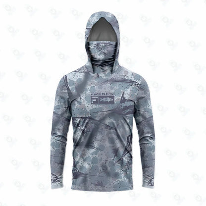 Men's Fishing Shirt with Sun Protection – All in One Hoodie Mask, UPF 50+ T-Shirt for Hunting, Camping & Angling