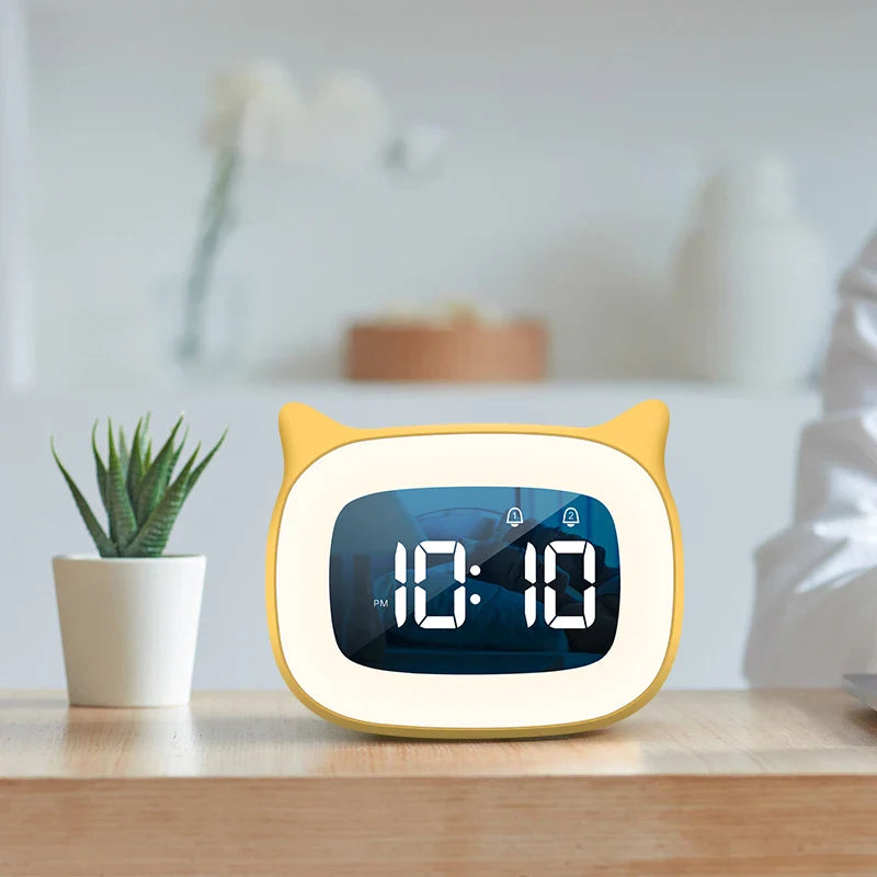 Music LED Digital Alarm Clock – Voice Control Night Light with 1200mAh Battery for Home Desk Decor