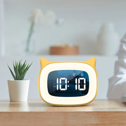 Music LED Digital Alarm Clock – Voice Control Night Light with 1200mAh Battery for Home Desk Decor