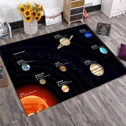 Solar System Galaxy Rug – Space Planet Non-Slip Floor Mat for Living Room & Kids Bedroom Home Decor
