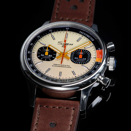 Sugess Pilot Men’s Chronograph Watch — Original ST1901 Mechanical Movement, Sapphire Crystal, Waterproof Racing Strap