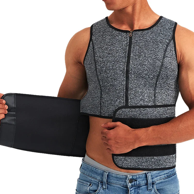 Men's Sauna Suit Sweat Vest: Body Shaper Waist Trainer for Weight Loss - Fat Burner Workout Tank Tops