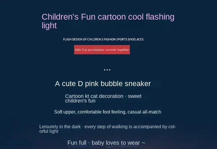 Sanrio LED Hello Kitty Shoes for Girls – Cute Cartoon Kawaii Summer Sneakers with Soft Bottom