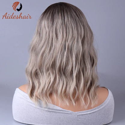 2023 New Synthetic Wig – Internet Celebrity Style with Fringe, Gradual Light Gray European & American Look