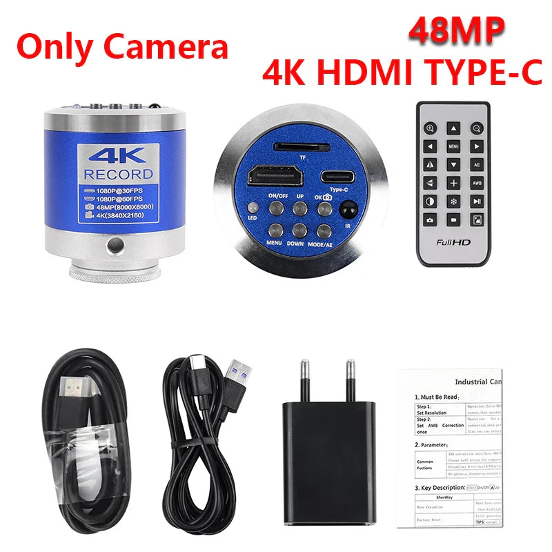 1080P 4K Digital Microscope – Full HD Industrial C-Mount Camera for PCB Welding & Mobile Phone Repair
