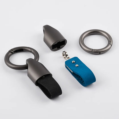 Luxury Leather Key Chain - Fashionable Durable Keychain for Men & Women, Car Key Ring Holder with Horseshoe Buckle, Gift Accessories