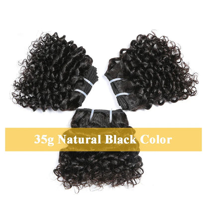 Code Calla Bouncy Curly Hair Bundles – Double Draw 6-inch Short Cut Remy Human Hair Extensions in Natural Black & Brown