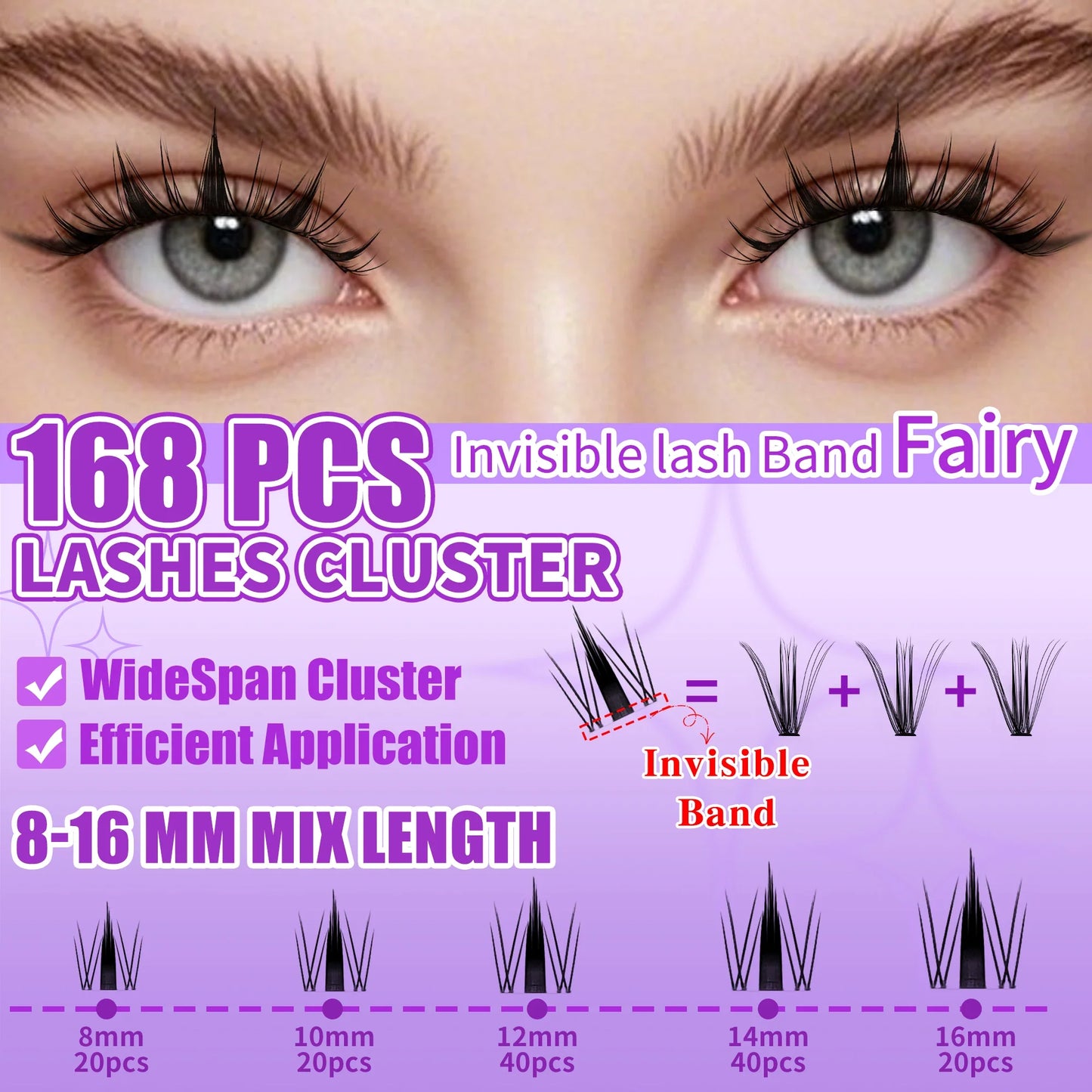 LAKANAKU Invisible Bond Lash Fairy Cluster – Wispy Manga & Manhua Style DIY Eyelash Fans