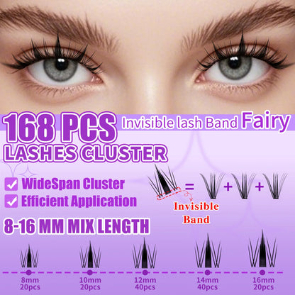 LAKANAKU Invisible Bond Lash Fairy Cluster – Wispy Manga & Manhua Style DIY Eyelash Fans