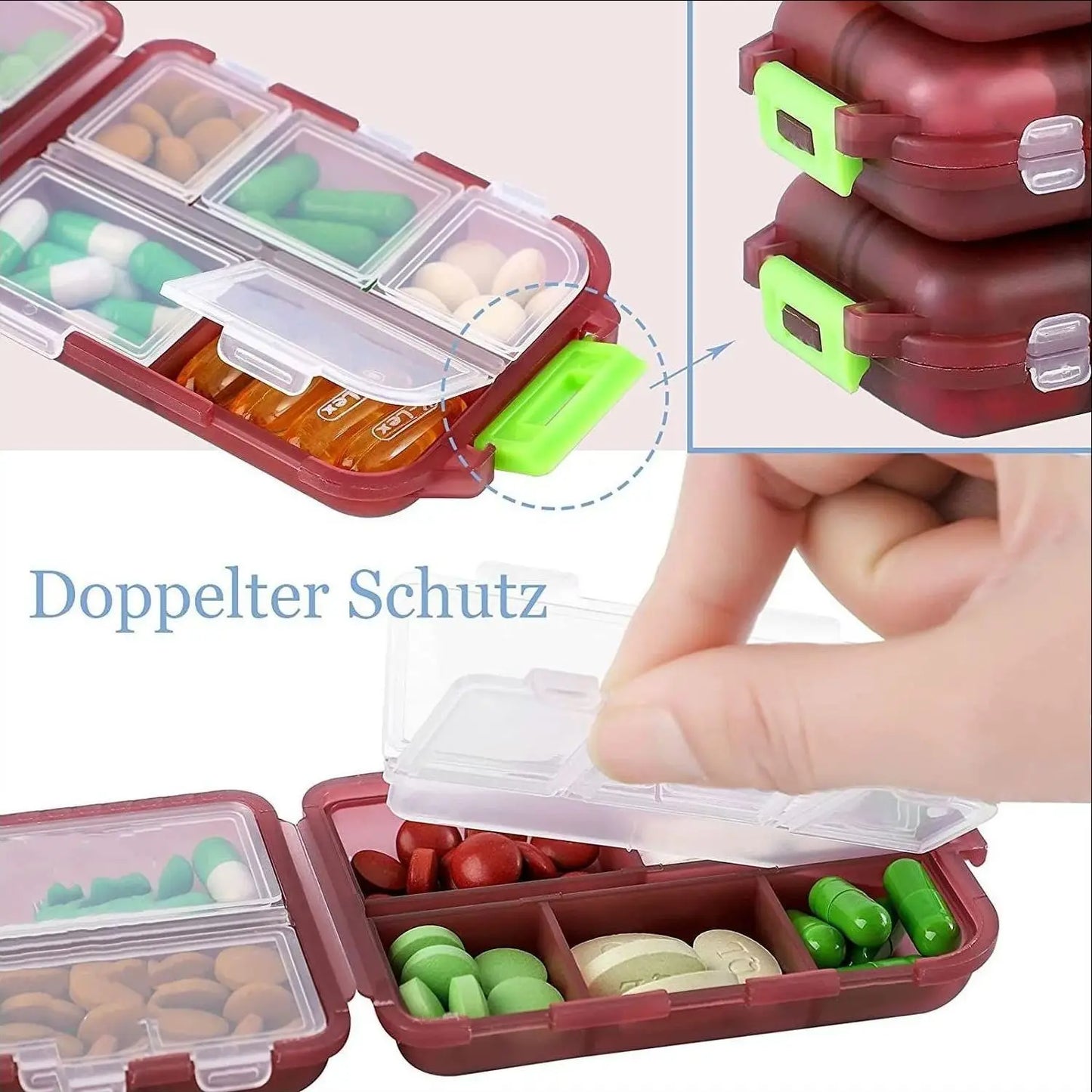 Tcare Travel Pill Organizer – Moisture-Proof Pills Box for Pocket or Purse, Portable Medicine & Vitamin Holder Container