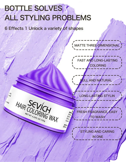 Temporary Hair Color Wax Kit – Washable Instant Hair Dye Cream for Men, Women & Kids, Party Cosplay, Blue, Purple, Red, Green